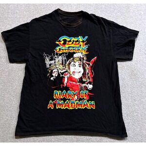 Ozzy Osbourne Diary of a Madman Vintage Graphic T-Shirt Black Mens Large